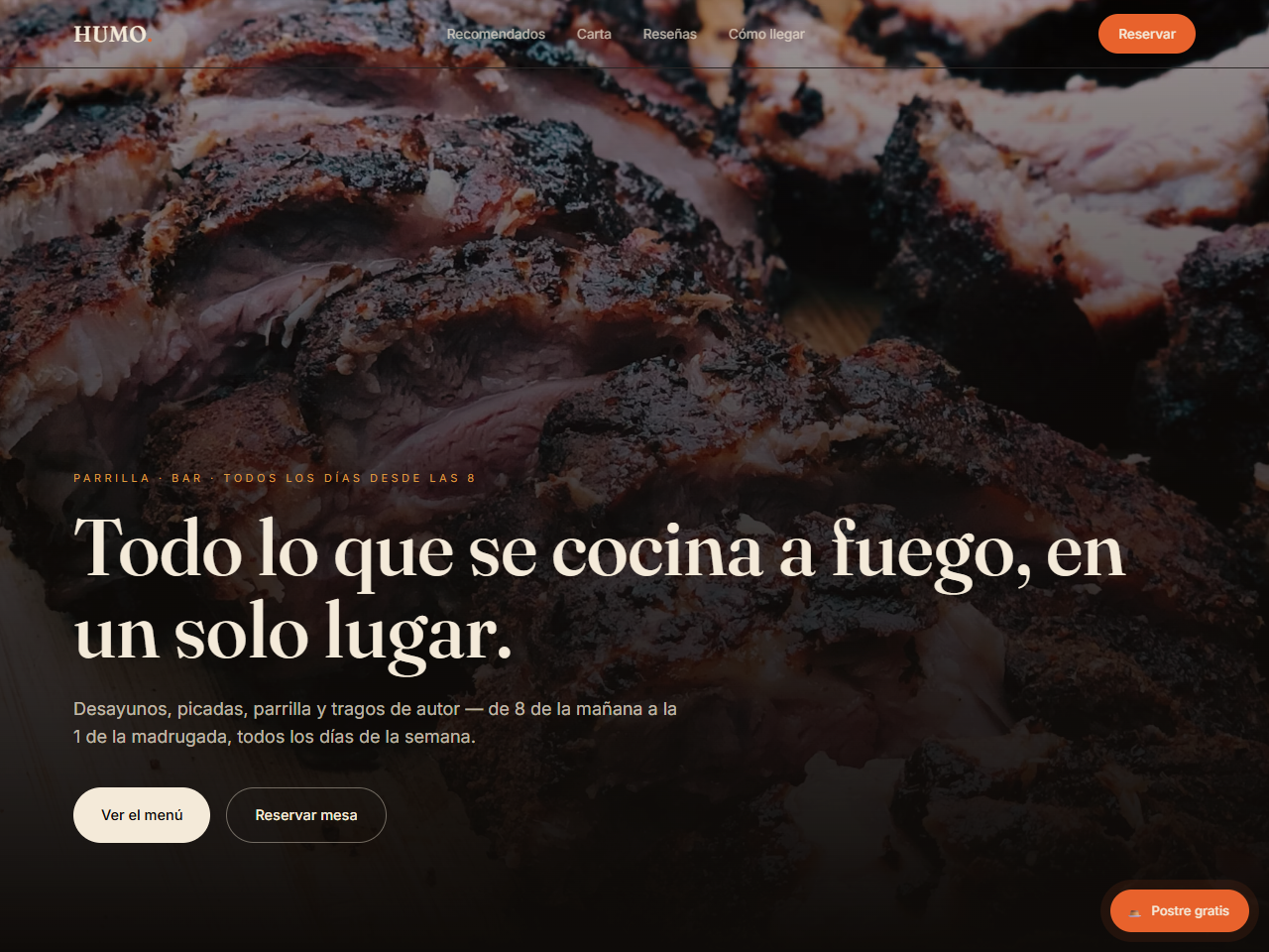 Concept de sitio para un resto bar de parrilla, picadas y desayunos