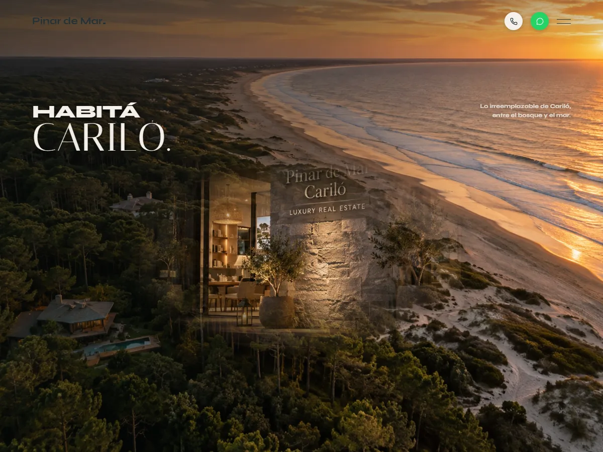 Concept de landing inmobiliaria de lujo en Cariló, con buscador y mapa interactivo por zona